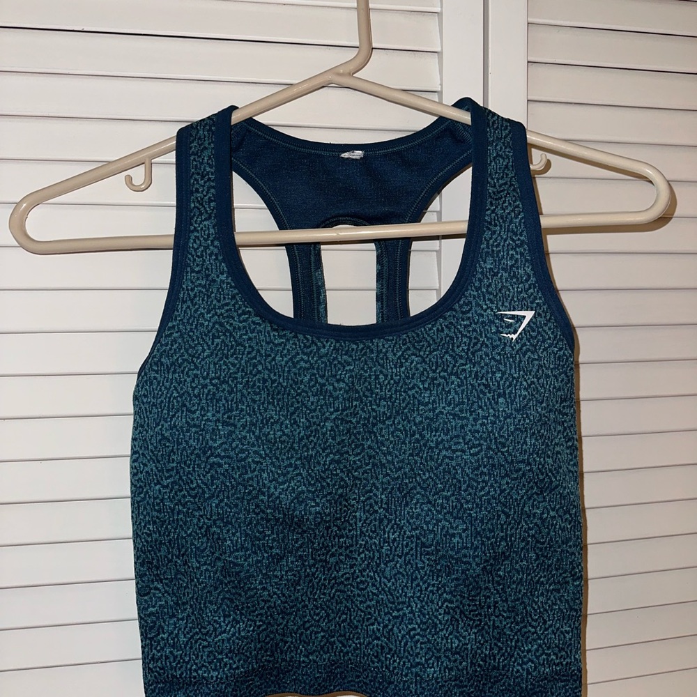 Gymshark Teal Patterned Sports Bra/Tank top